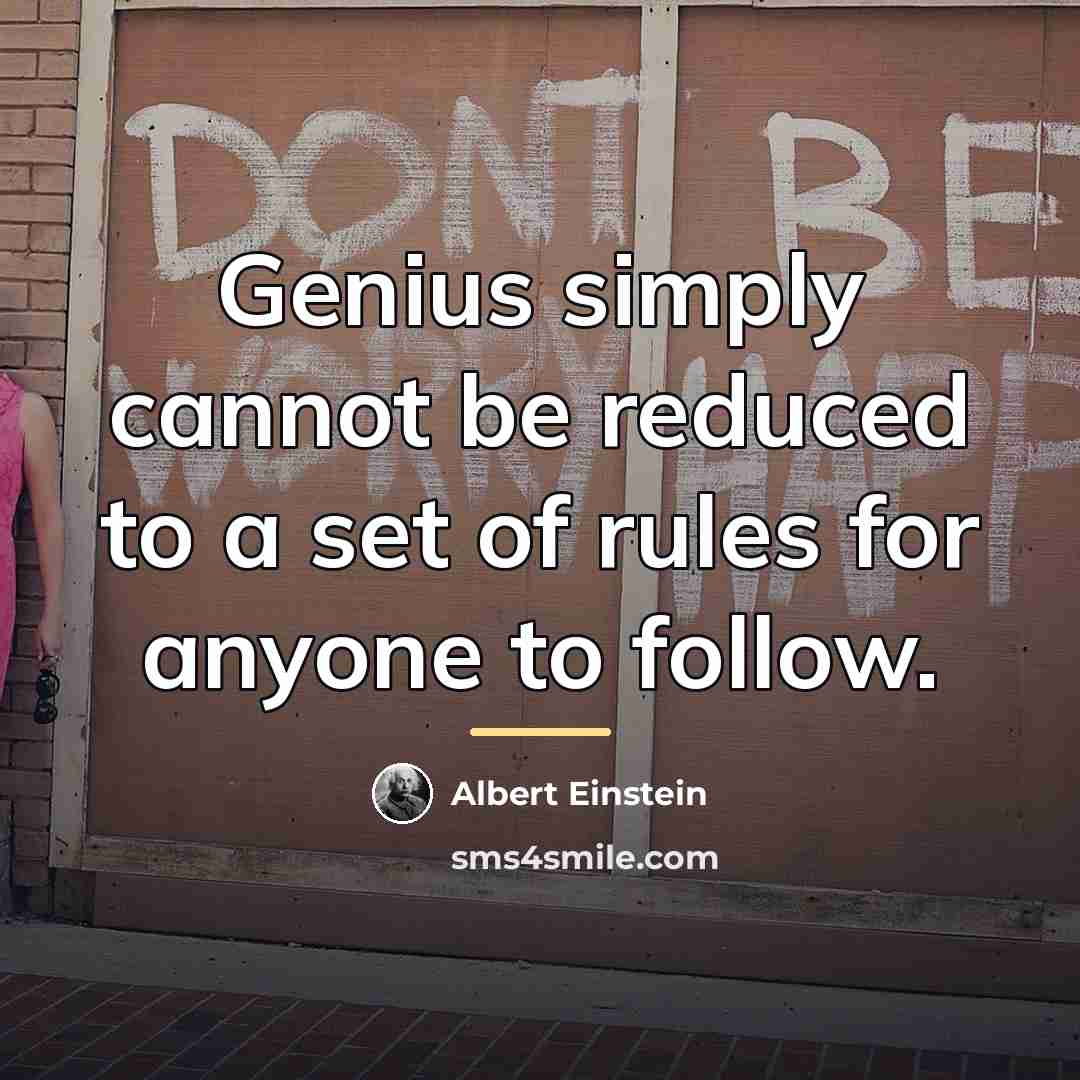 “Genius simply cannot be reduced to a set of rules…” quote by Albert Einstein