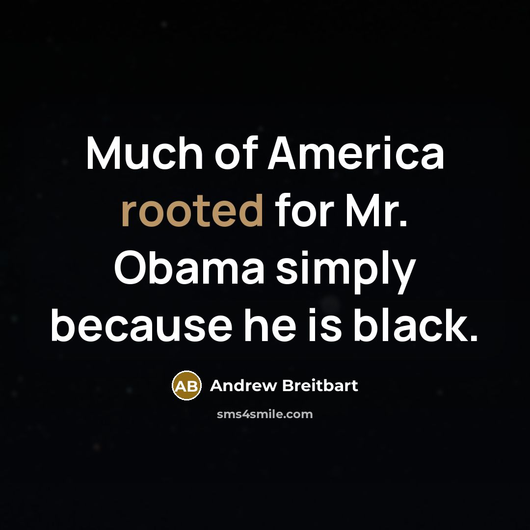 “Much of America rooted for Mr. Obama simply because he…” quote by Andrew Breitbart