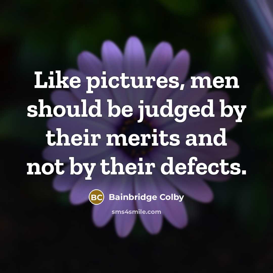 “Like pictures, men should be judged by their merits and…” quote by Bainbridge Colby