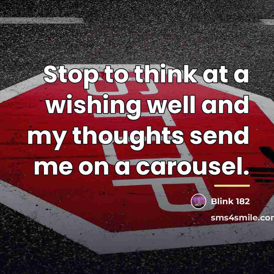 “Stop to think at a wishing well and my thoughts…” quote by Blink 182
