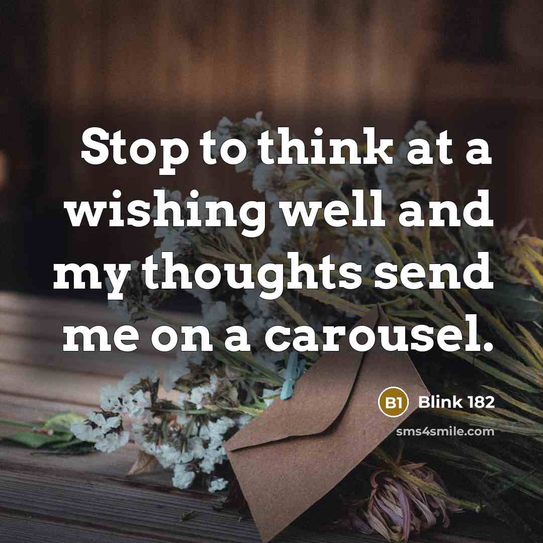 “Stop to think at a wishing well and my thoughts send me on a carousel.” quote by Blink 182