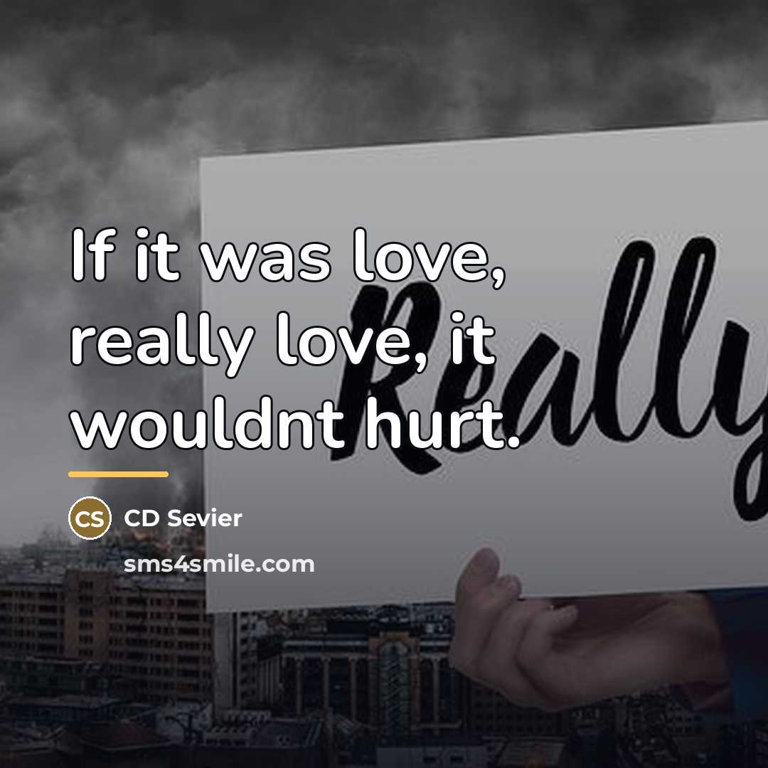 “If it was love, really love, it wouldnt hurt.…” quote by CD Sevier