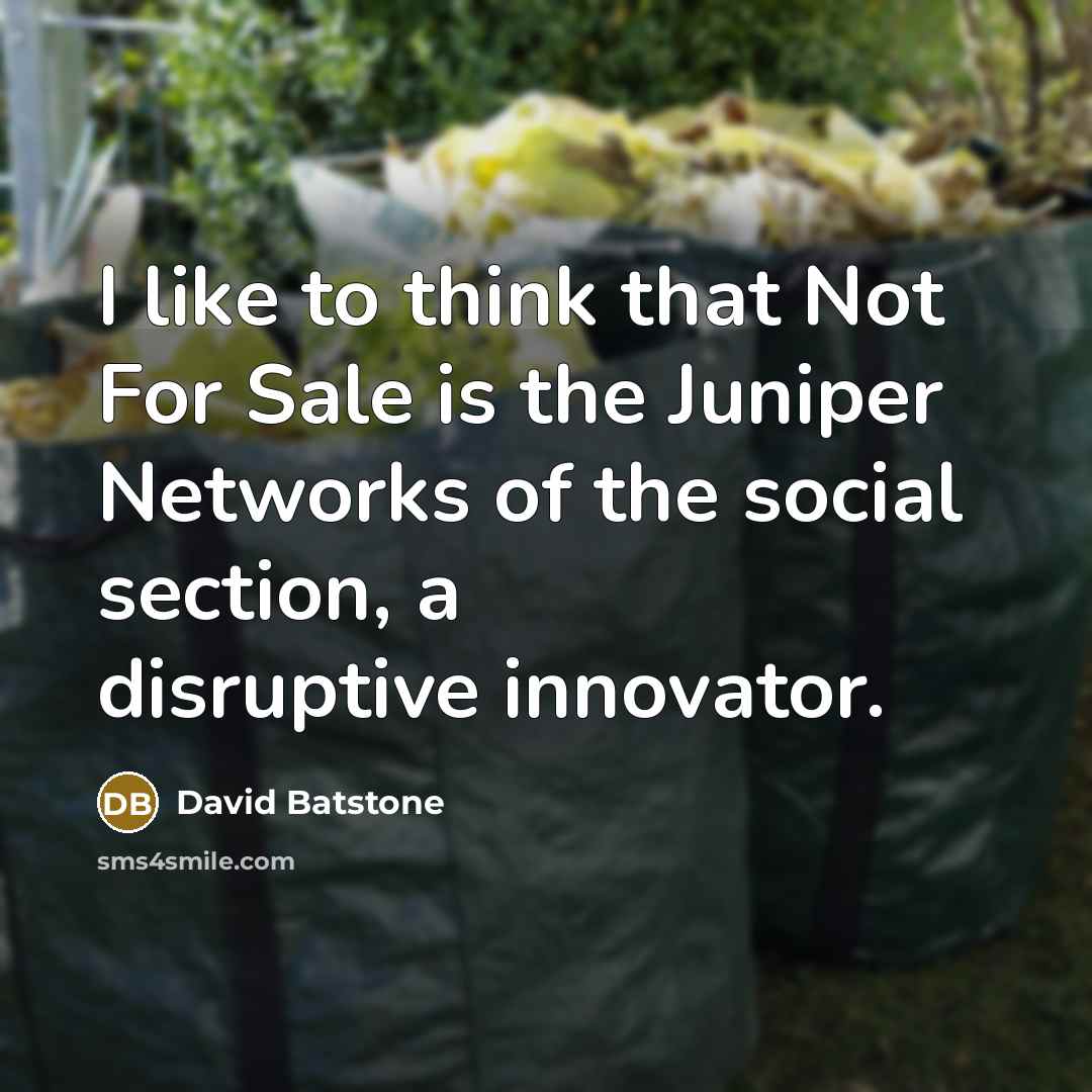 “I like to think that Not For Sale is the…” quote by David Batstone