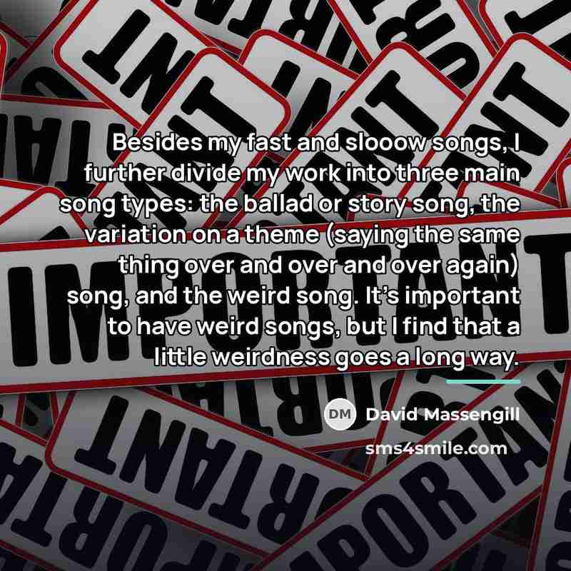 “Besides my fast and slooow songs, I further divide my…” quote by David Massengill