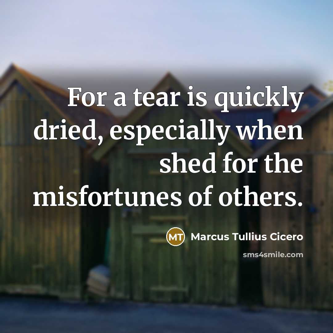 “For a tear is quickly dried, especially when shed for…” quote by Marcus Tullius Cicero