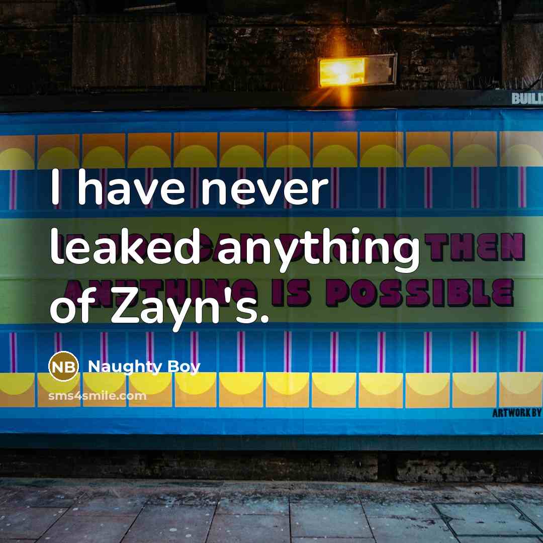 “I have never leaked anything of Zayn's.…” quote by Naughty Boy