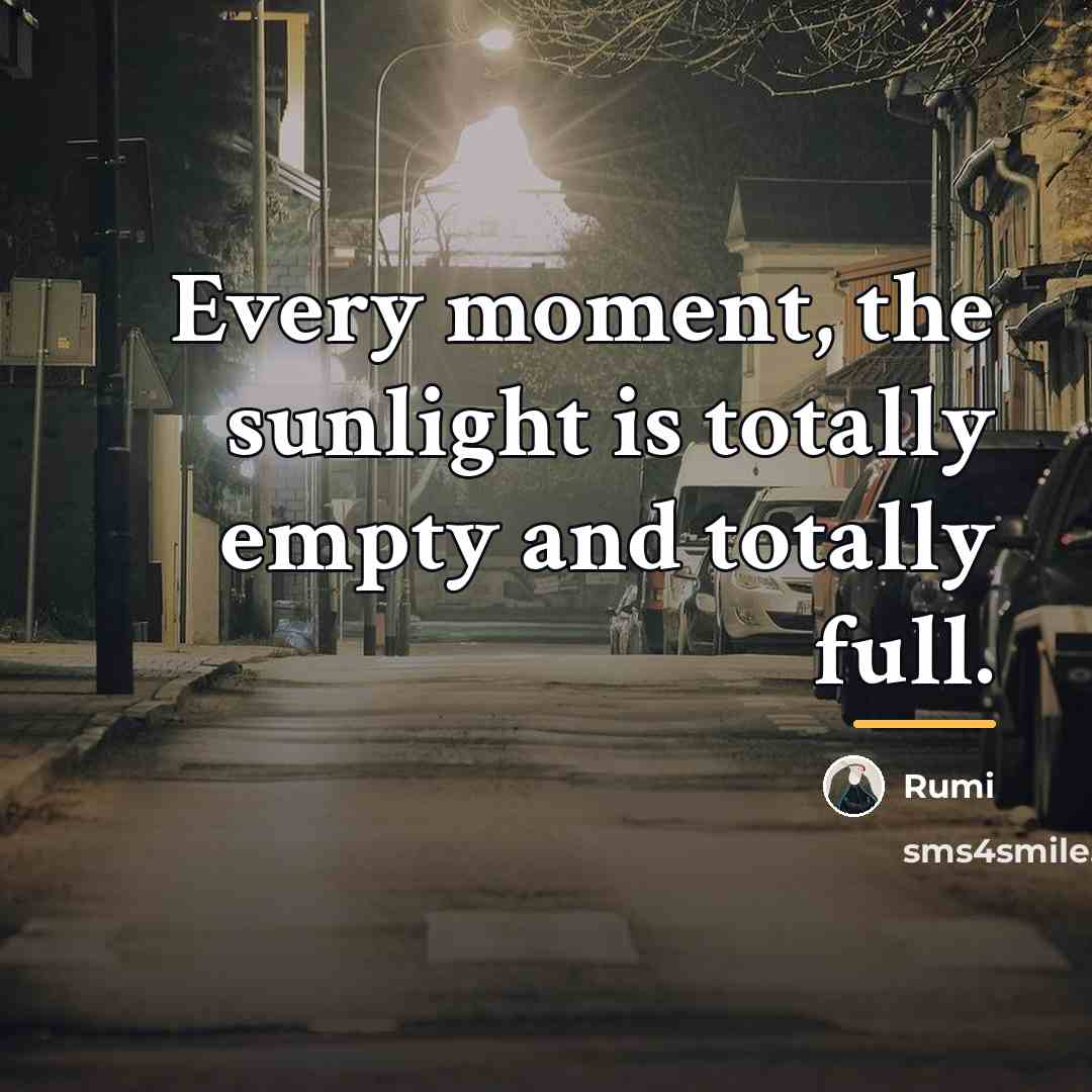 “Every moment, the sunlight is totally empty and totally full.…” quote by Rumi