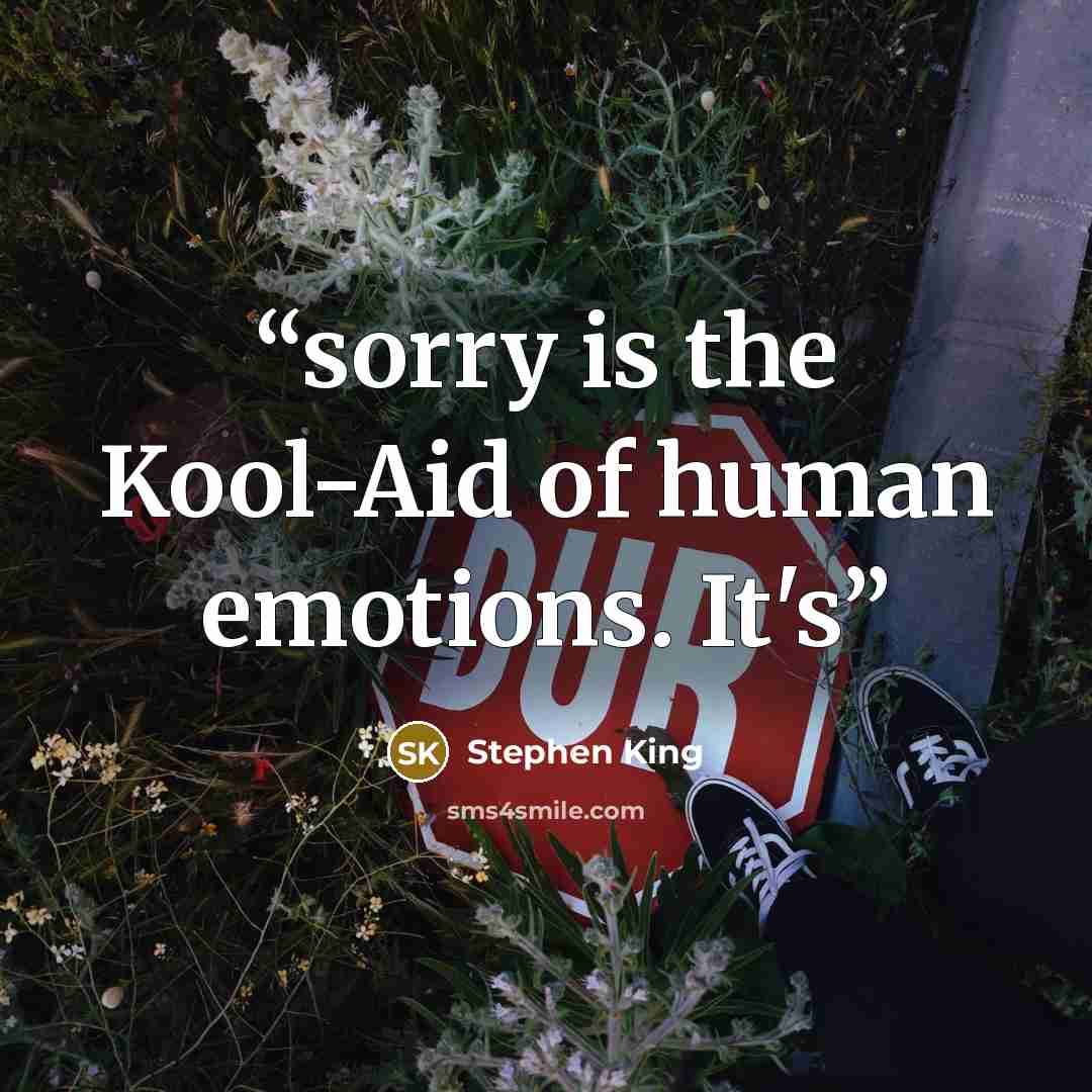 “sorry is the Kool-Aid of human emotions. It's” quote by Stephen King