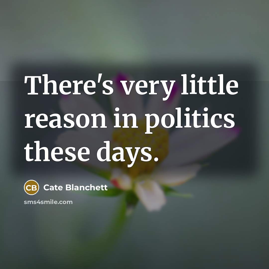 “There's very little reason in politics these days.…” quote by Cate Blanchett