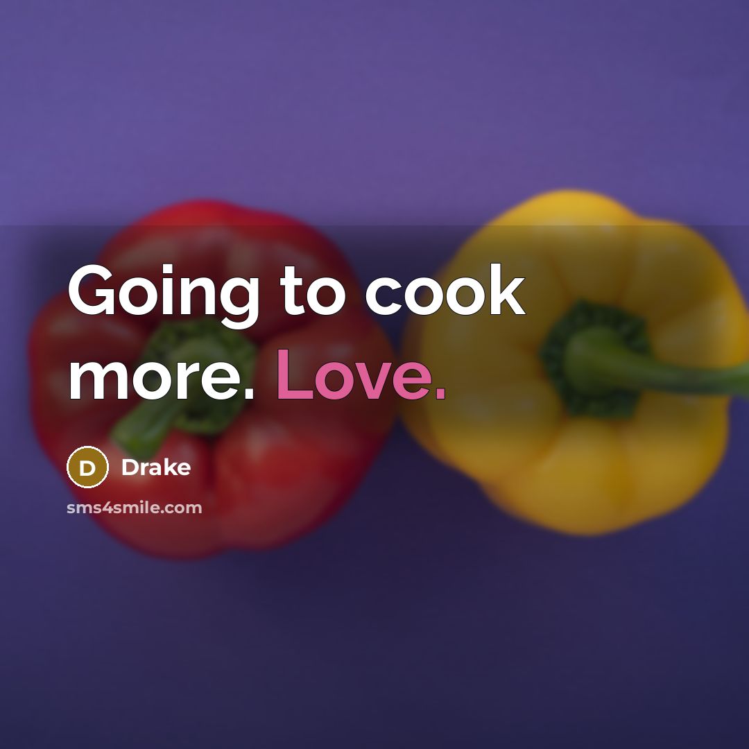 “Going to cook more. Love.” quote by Drake