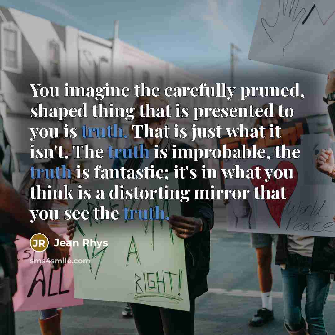 “You imagine the carefully pruned, shaped thing that is presented…” quote by Jean Rhys