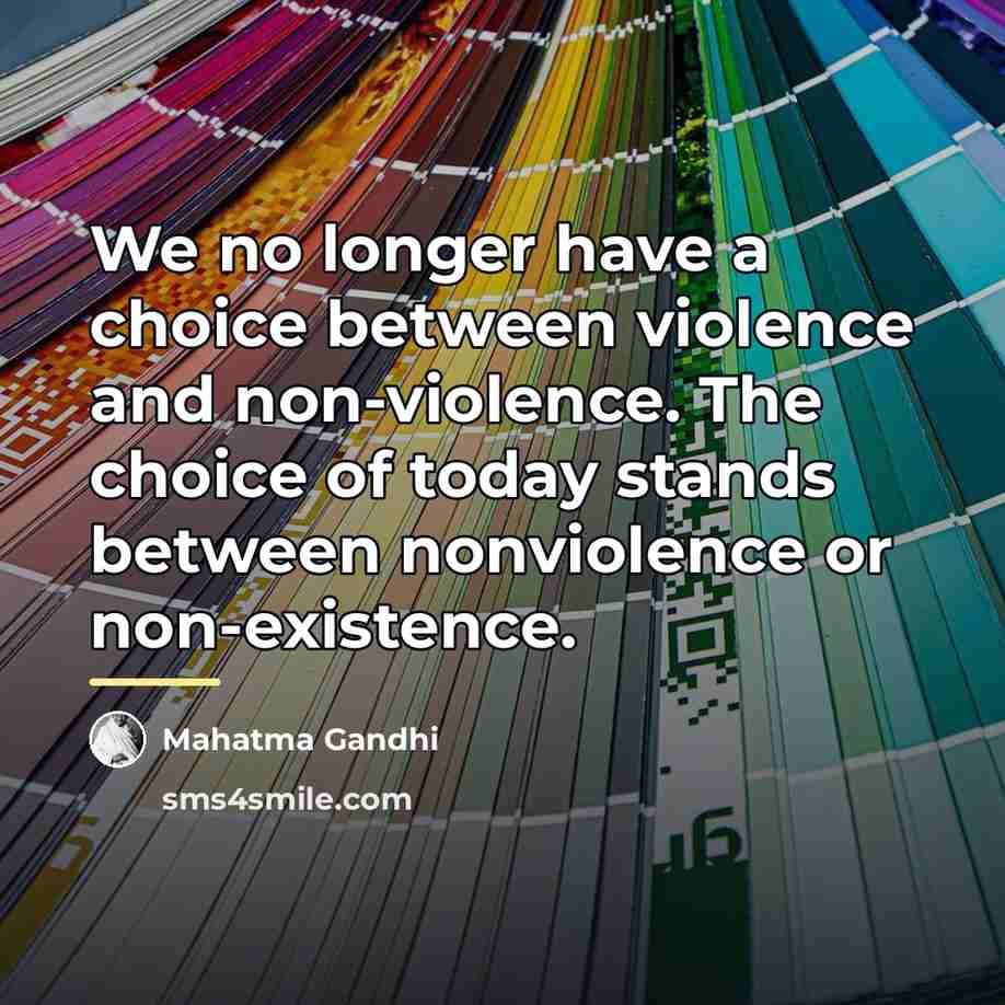 “We no longer have a choice between violence and non-violence.…” quote by Mahatma Gandhi
