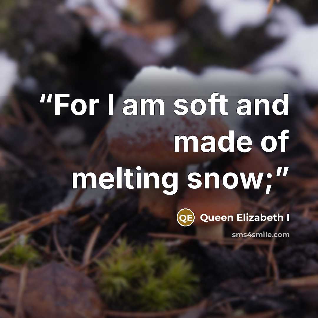 “For I am soft and made of melting snow;” quote by Queen Elizabeth I