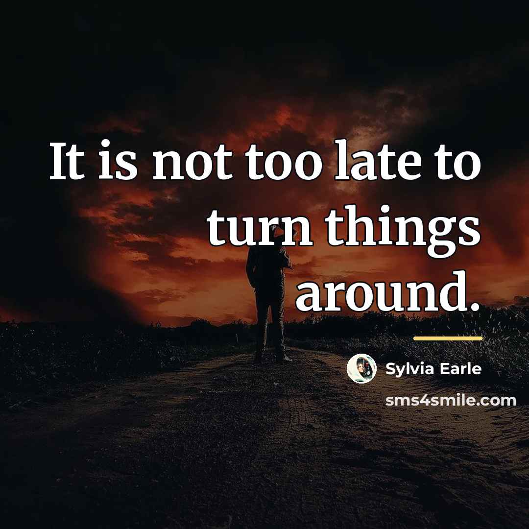 “It is not too late to turn things around.…” quote by Sylvia Earle