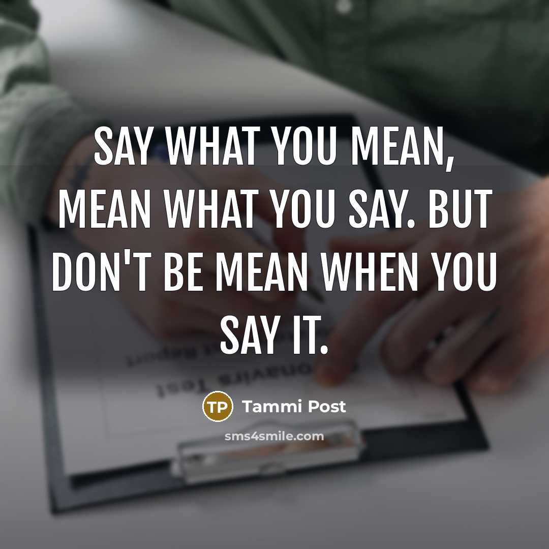 “Say what you mean, mean what you say. But don't…” quote by Tammi Post