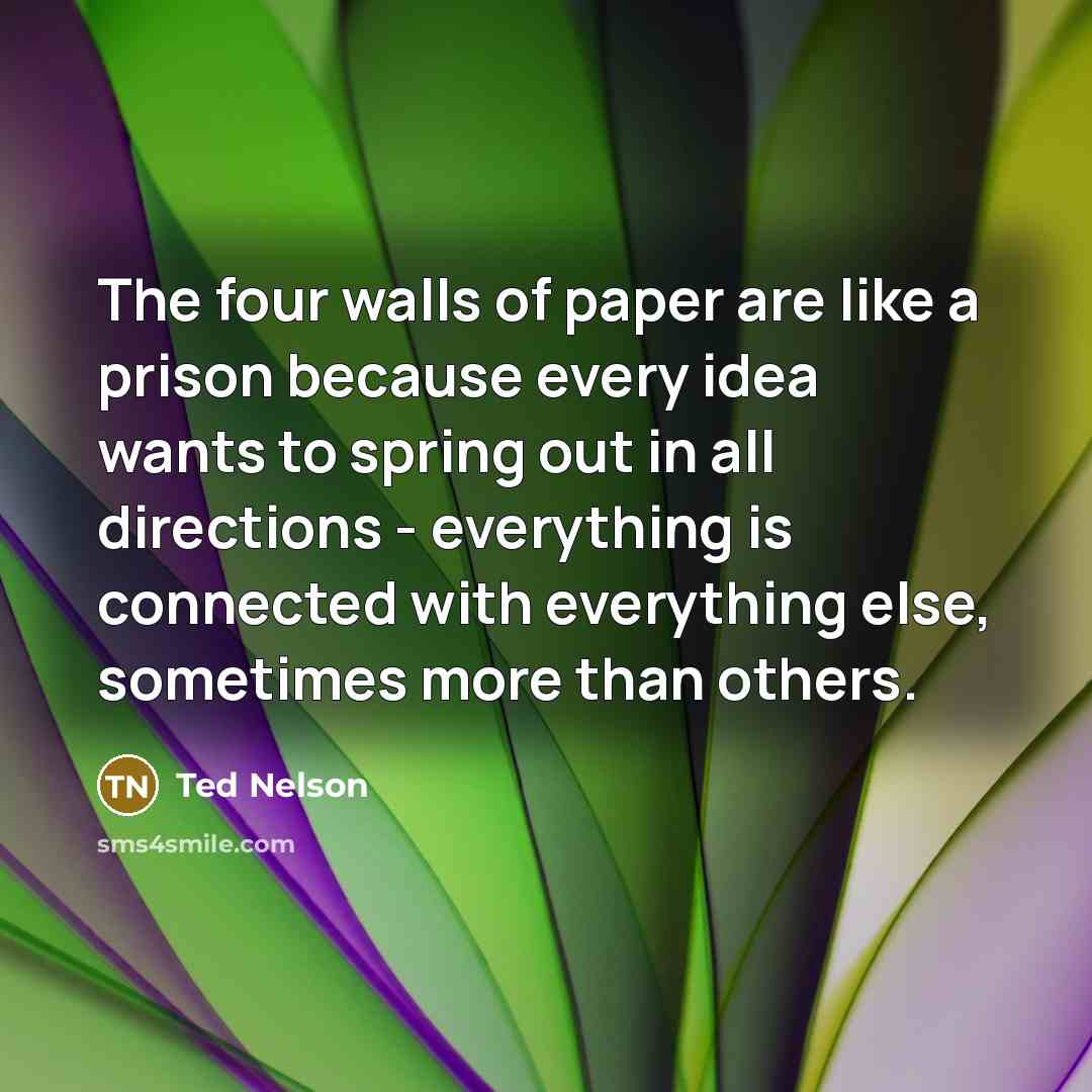 “The four walls of paper are like a prison because…” quote by Ted Nelson