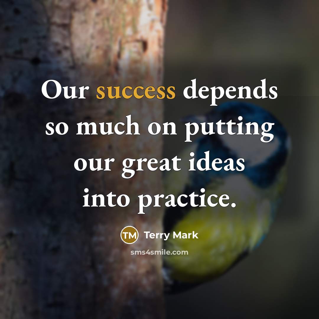 “Our success depends so much on putting our great ideas…” quote by Terry Mark