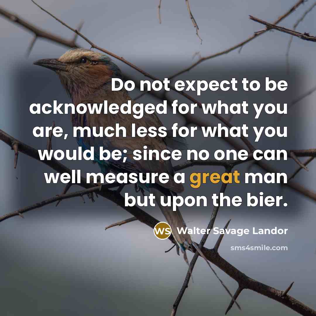“Do not expect to be acknowledged for what you are,…” quote by Walter Savage Landor