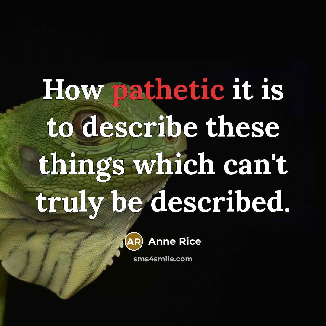 “How pathetic it is to describe these things which can't…” quote by Anne Rice