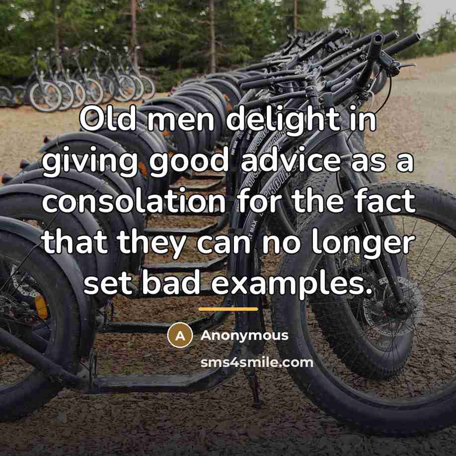 “Old men delight in giving good advice as a consolation…” quote by Anonymous
