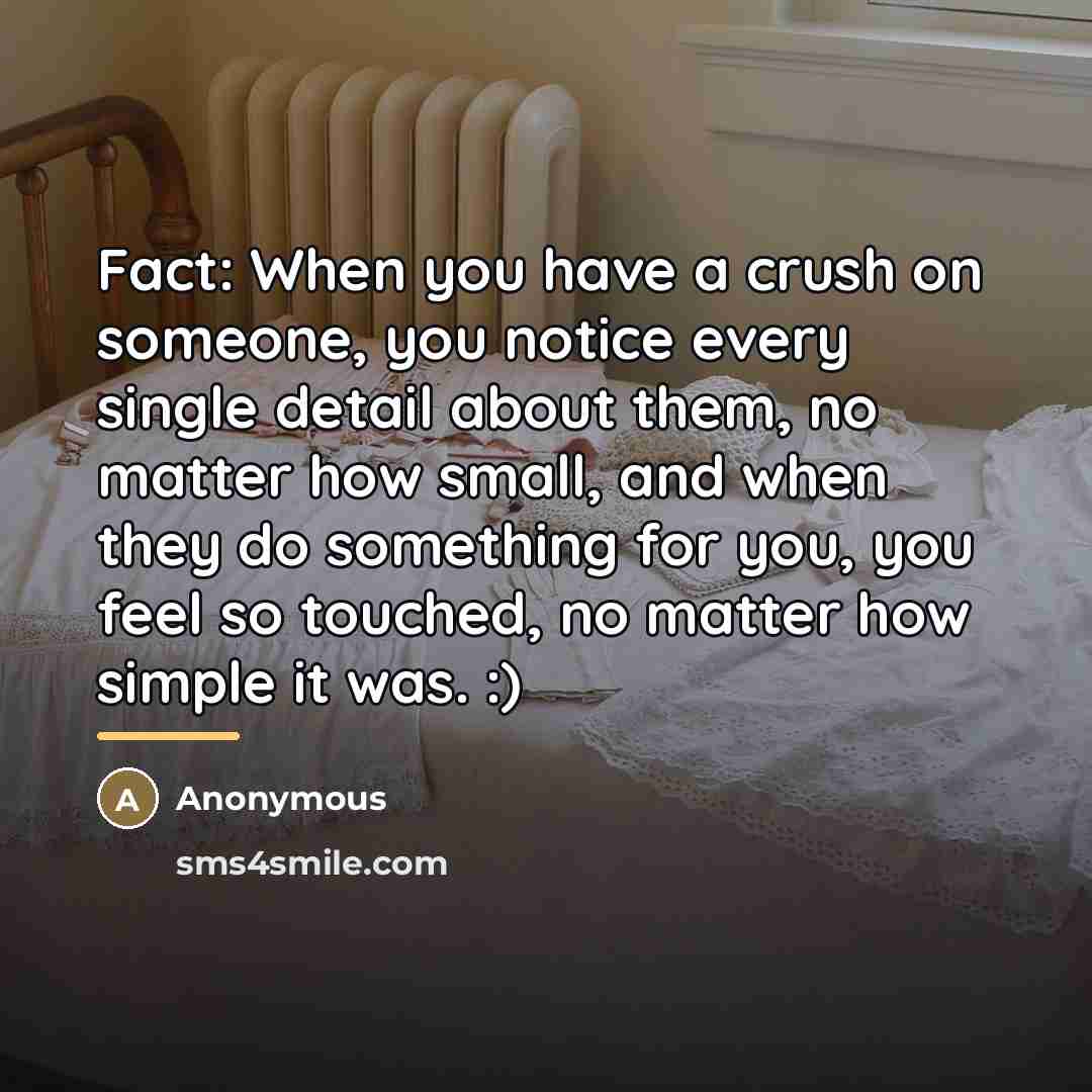 “Fact: When you have a crush on someone, you notice…” quote by Anonymous