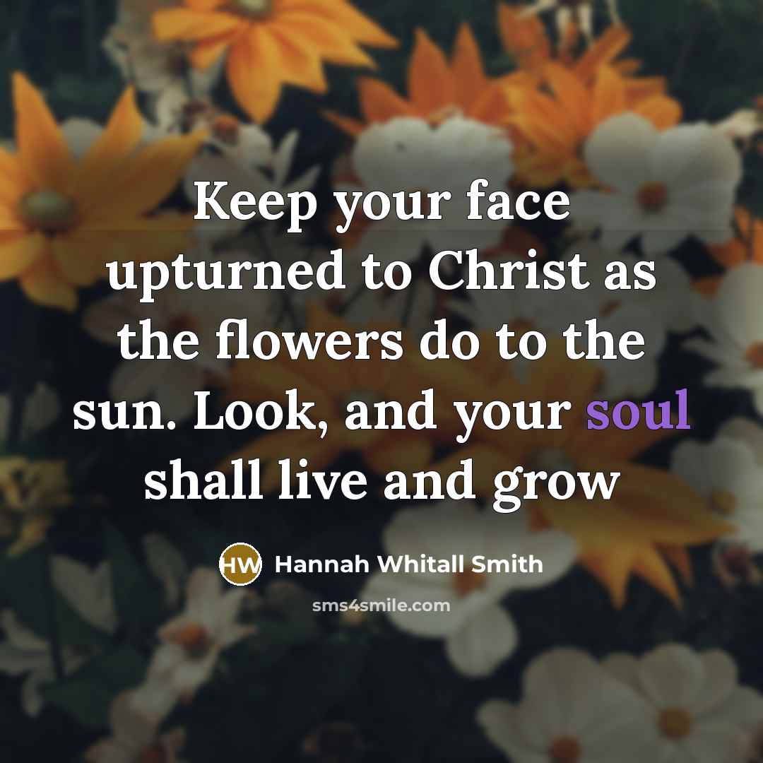 “Keep your face upturned to Christ as the flowers do…” quote by Hannah Whitall Smith
