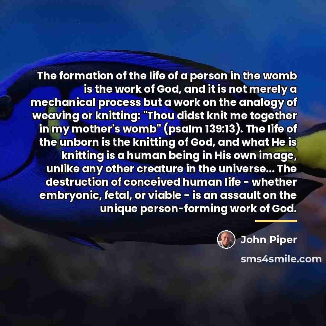 “The formation of the life of a person in the…” quote by John Piper
