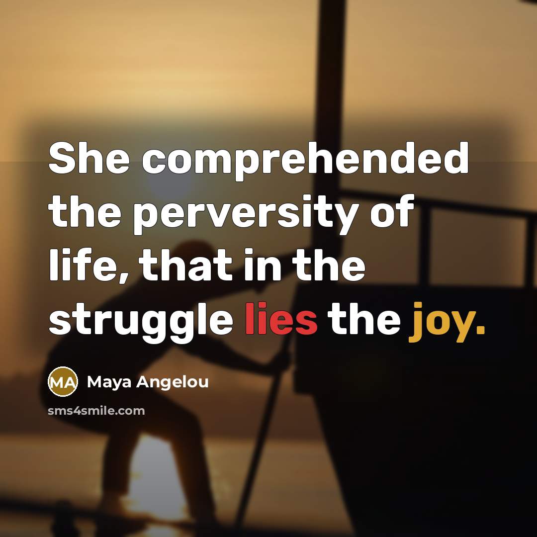 “She comprehended the perversity of life, that in the struggle…” quote by Maya Angelou