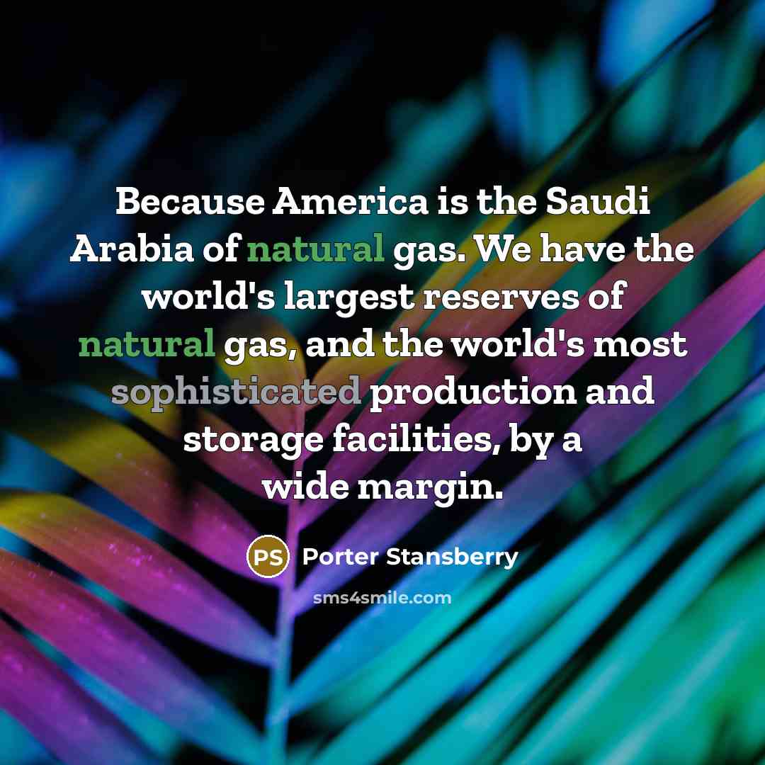 “Because America is the Saudi Arabia of natural gas. We…” quote by Porter Stansberry