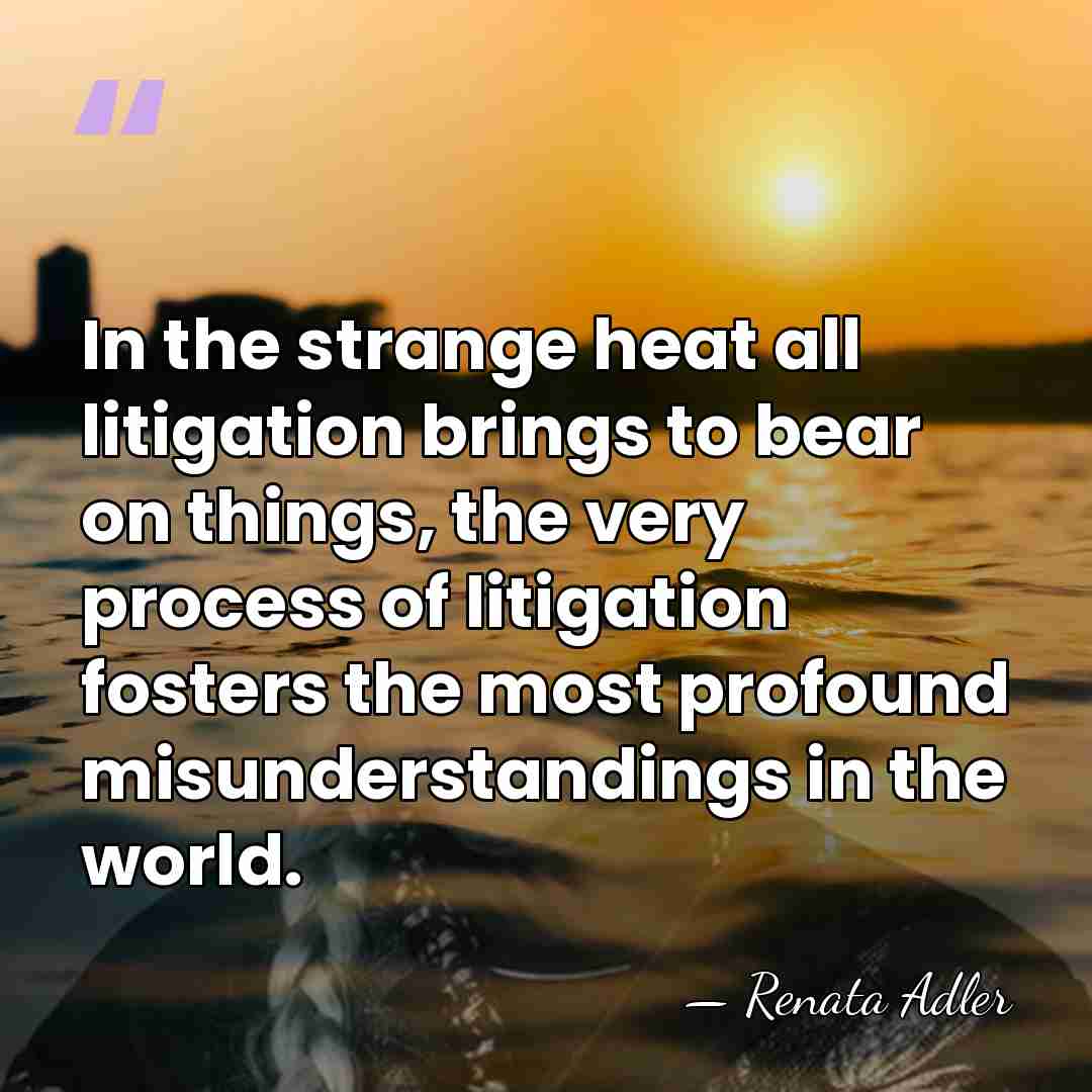 In the strange heat all litigation brings to bear on things, the&hellip; - Renata Adler
