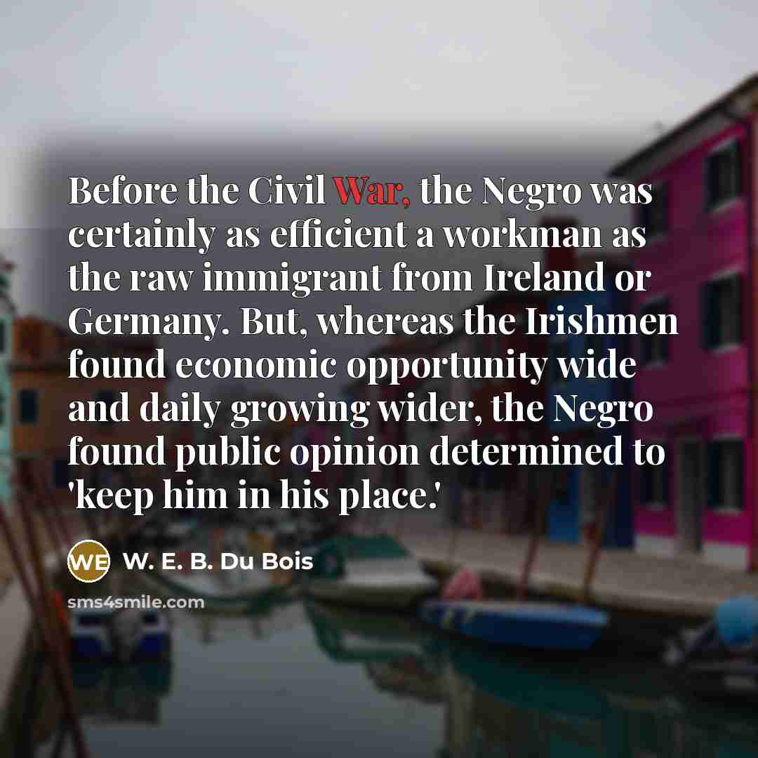“Before the Civil War, the Negro was certainly as efficient…” quote by W. E. B. Du Bois