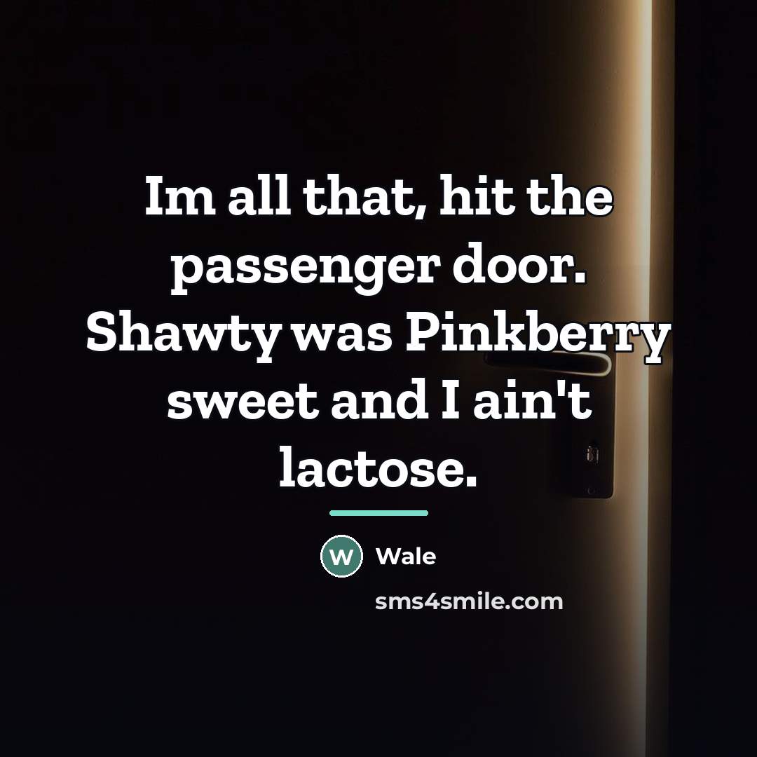 “Im all that, hit the passenger door. Shawty was Pinkberry…” quote by Wale