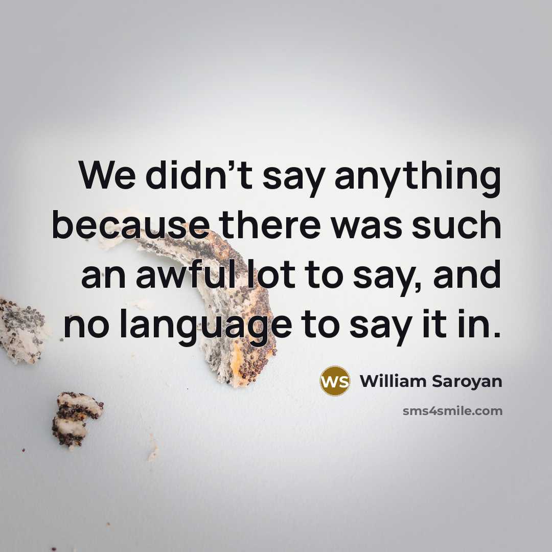 “We didn't say anything because there was such an awful…” quote by William Saroyan