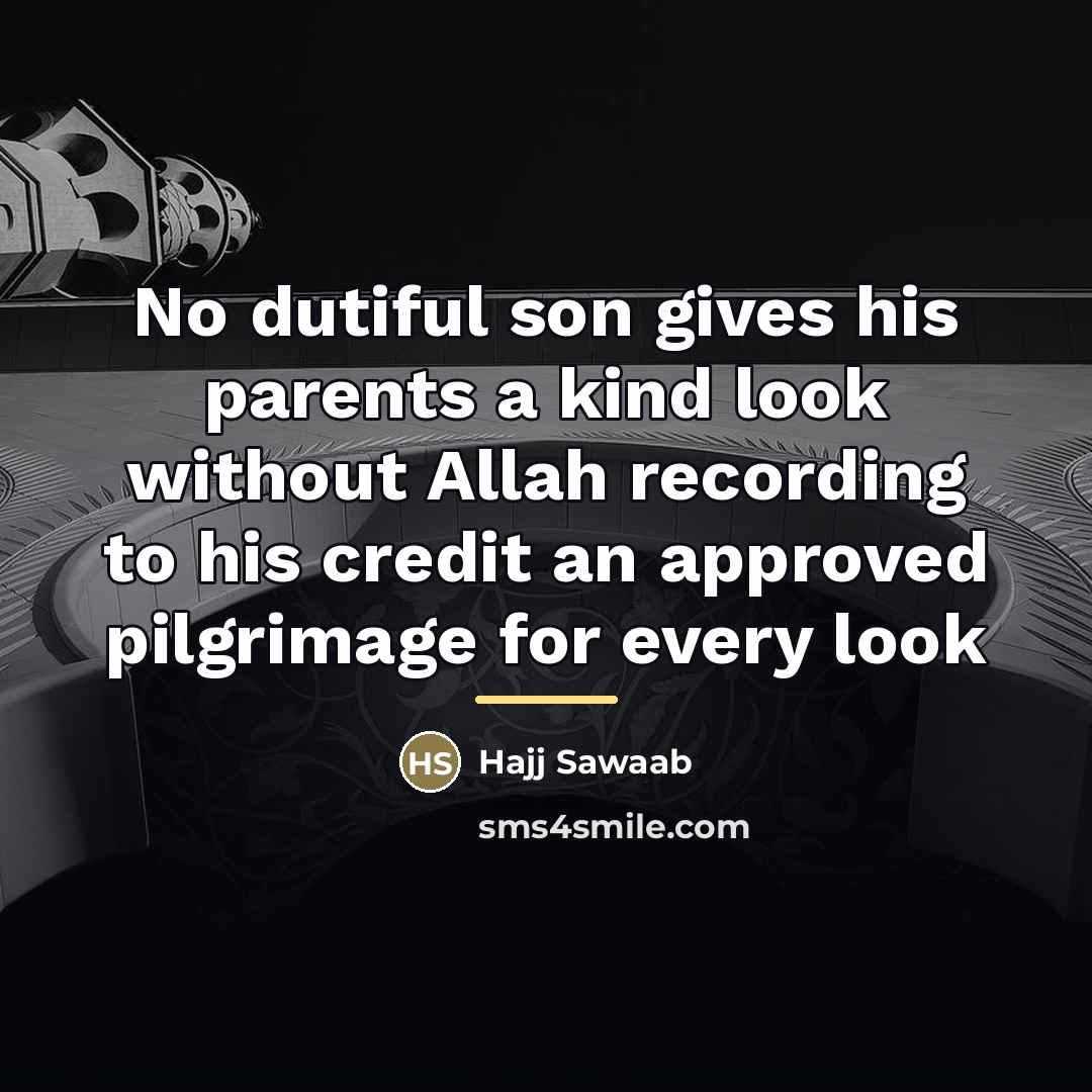 “No dutiful son gives his parents a kind look without…” quote by Hajj Sawaab