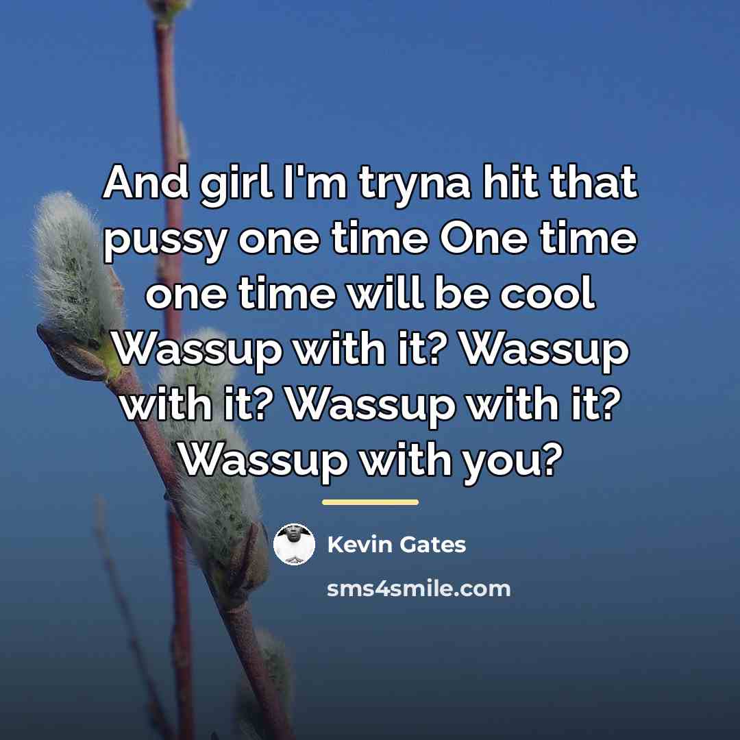 “And girl I'm tryna hit that pussy one time One…” quote by Kevin Gates