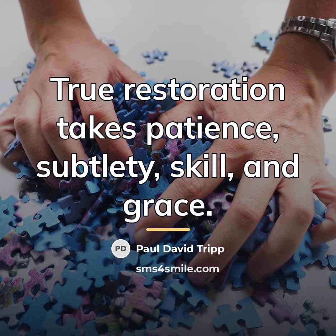 “True restoration takes patience, subtlety, skill, and grace.…” quote by Paul David Tripp