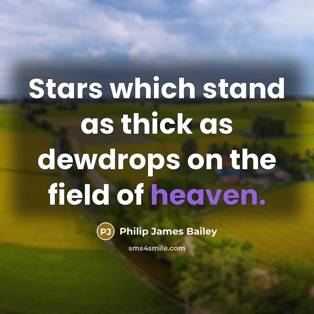 “Stars which stand as thick as dewdrops on the field…” quote by Philip James Bailey