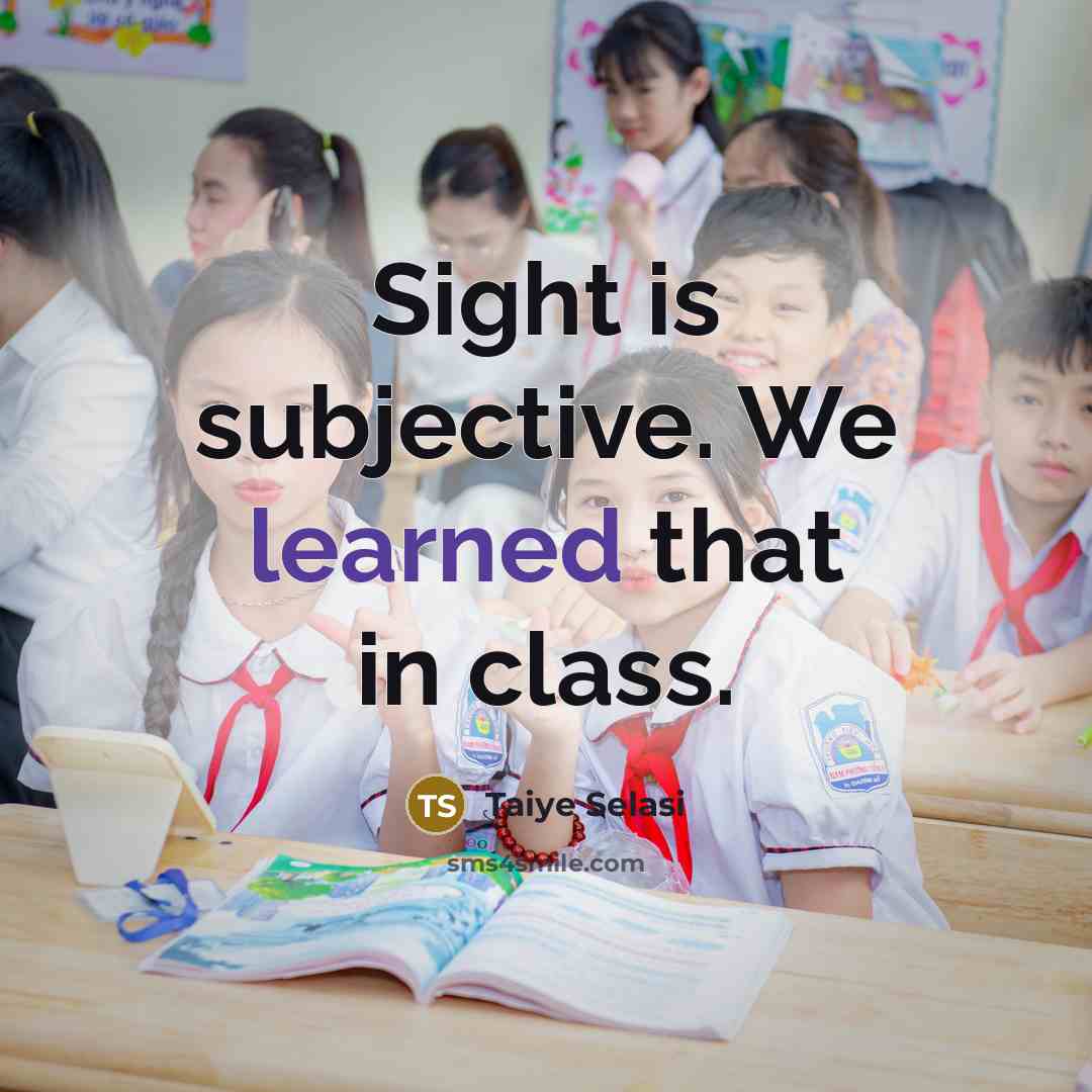 “Sight is subjective. We learned that in class.…” quote by Taiye Selasi