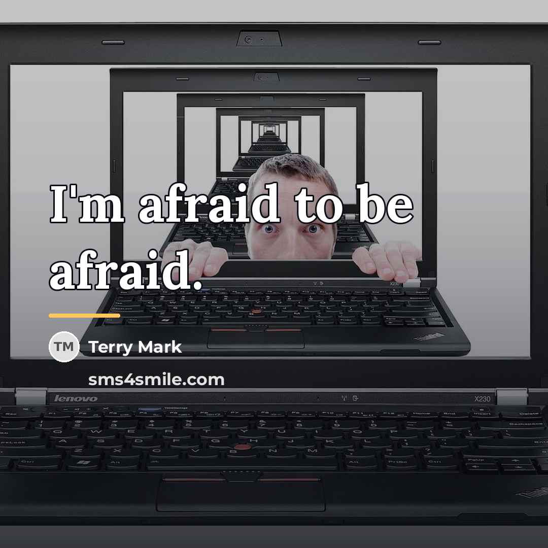 “I'm afraid to be afraid.…” quote by Terry Mark