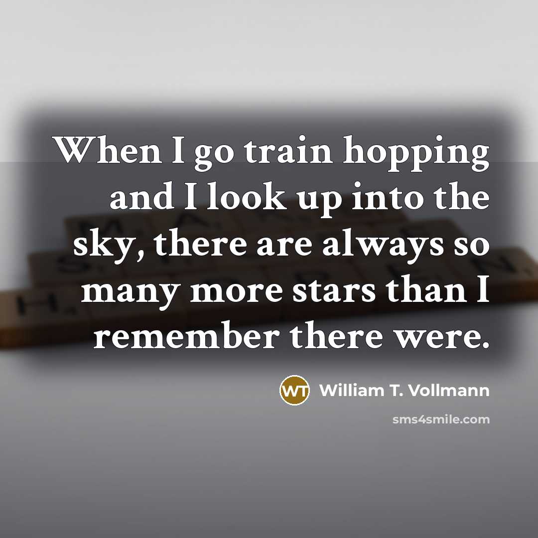“When I go train hopping and I look up into…” quote by William T. Vollmann