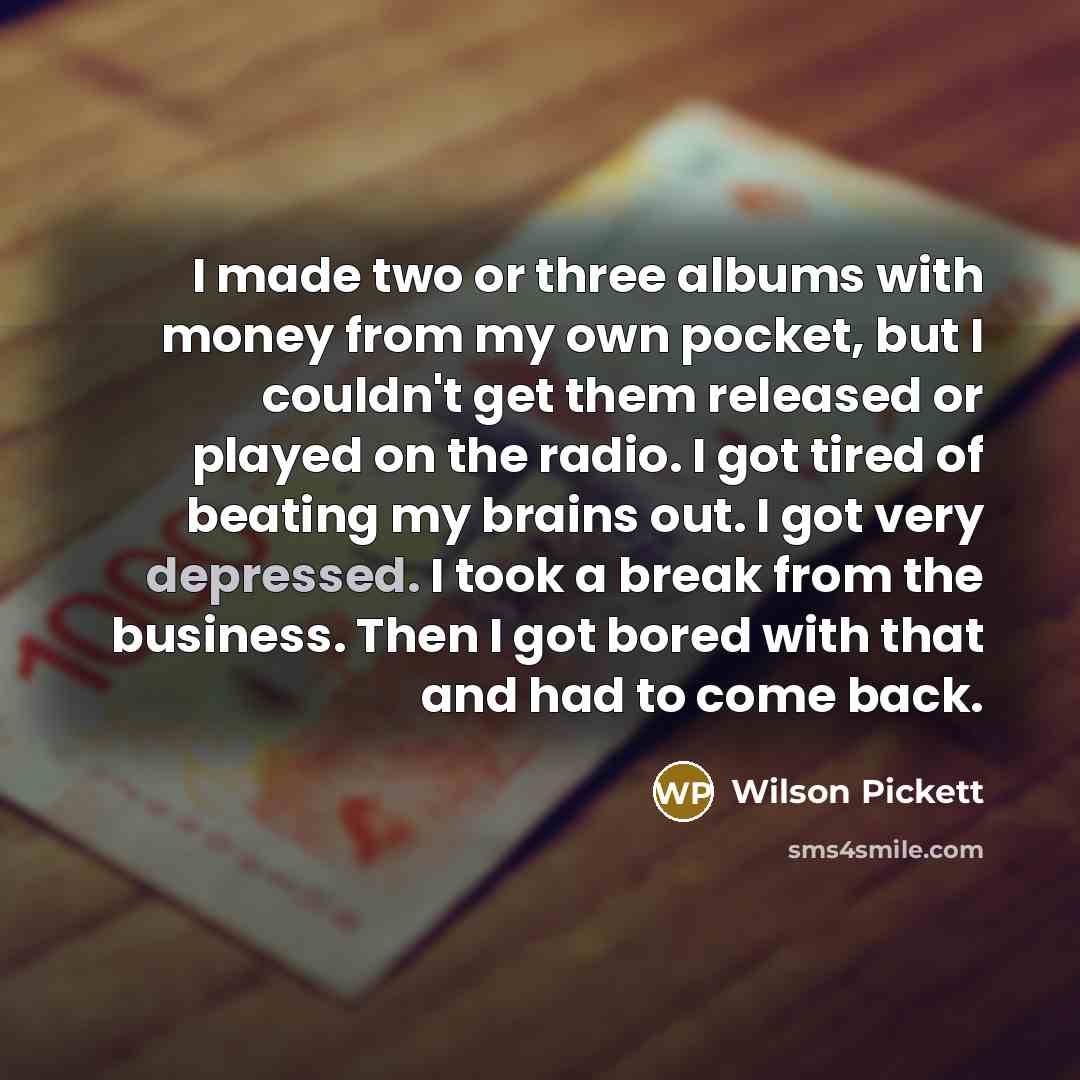 “I made two or three albums with money from my…” quote by Wilson Pickett