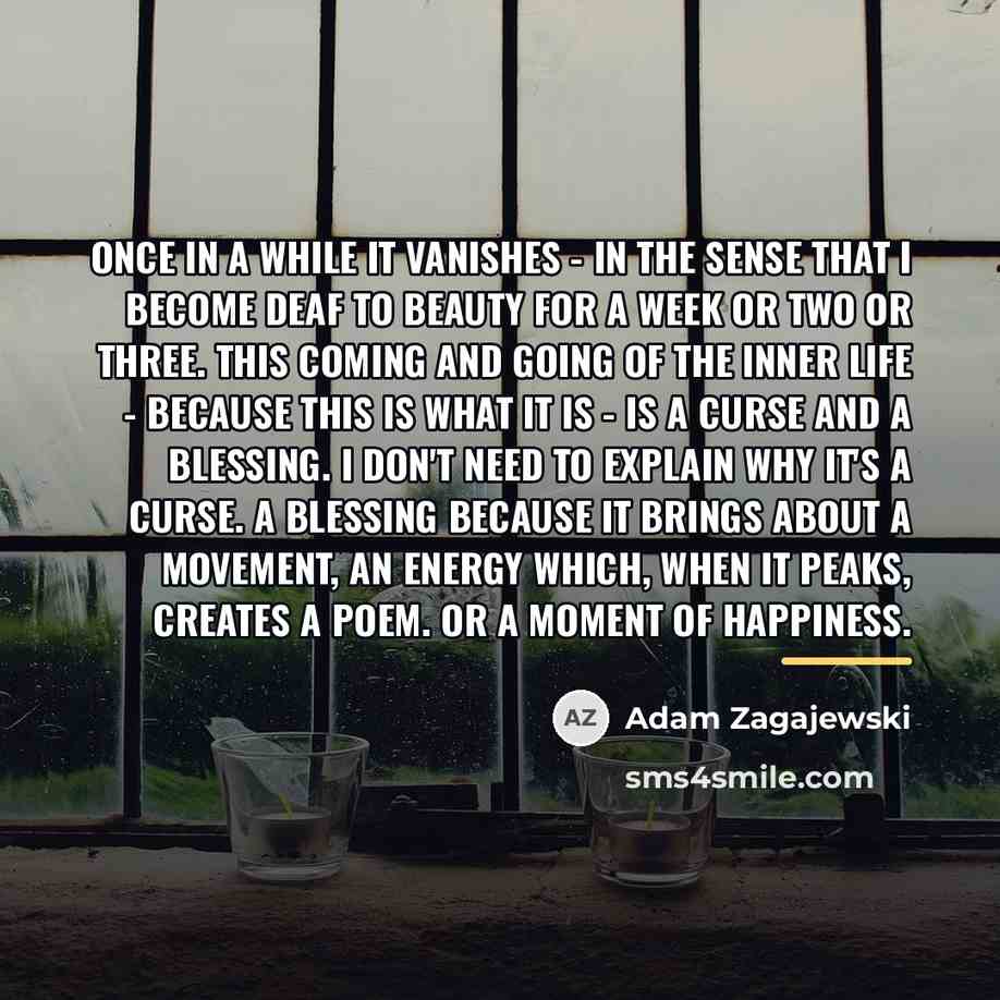 “Once in a while it vanishes - in the sense…” quote by Adam Zagajewski