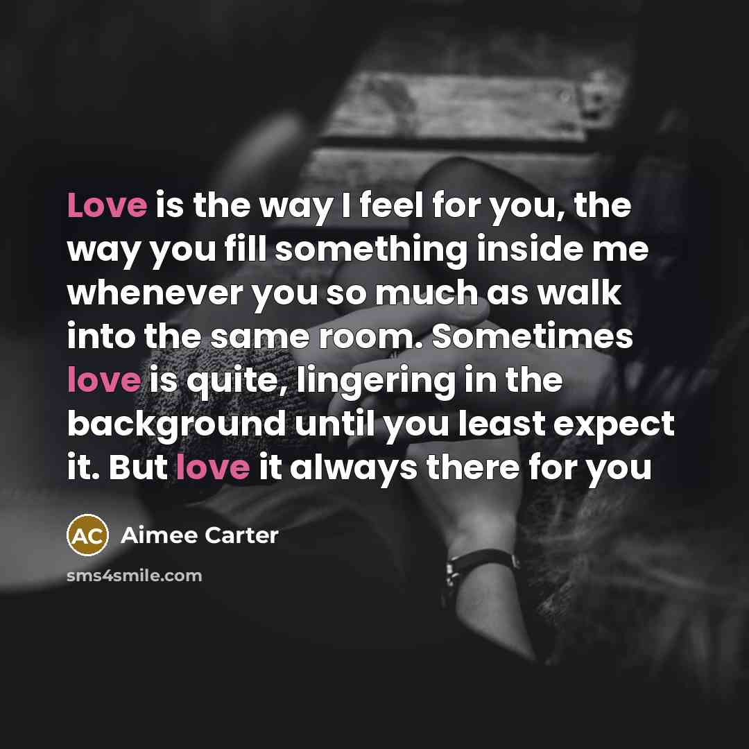 “Love is the way I feel for you, the way…” quote by Aimee Carter