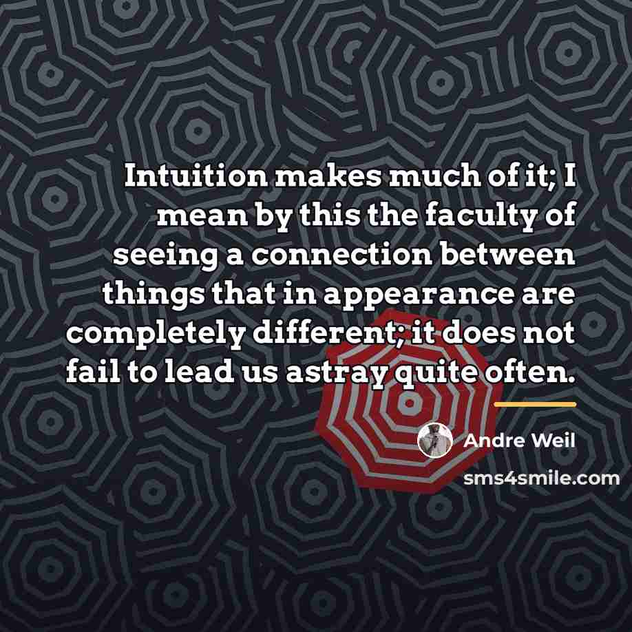 “Intuition makes much of it; I mean by this the…” quote by Andre Weil