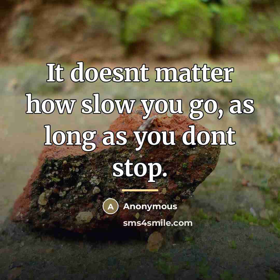 “It doesnt matter how slow you go, as long as…” quote by Anonymous