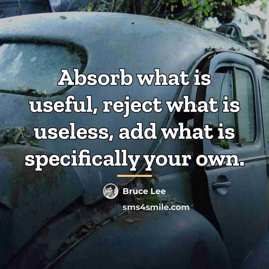 “Absorb what is useful, reject what is useless, add what…” quote by Bruce Lee