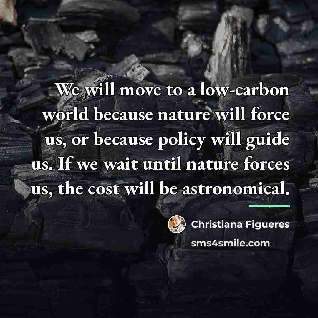“We will move to a low-carbon world because nature will…” quote by Christiana Figueres
