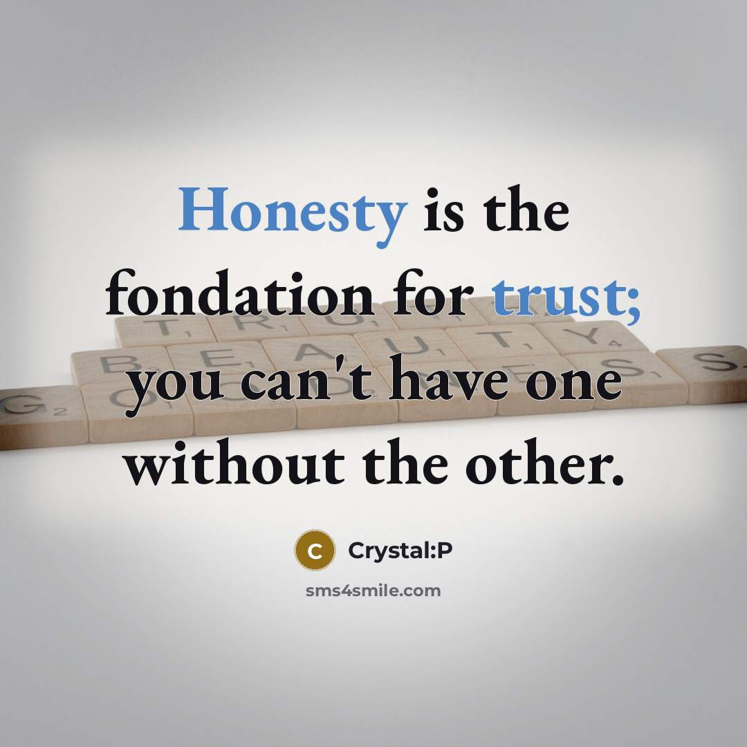“Honesty is the fondation for trust; you can't have one…” quote by Crystal:P