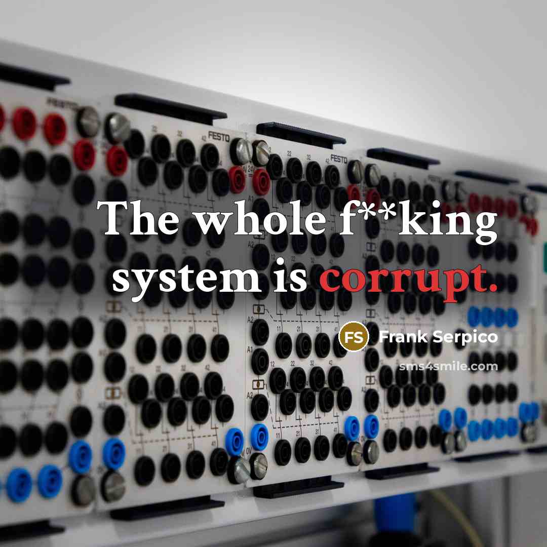 “The whole f**king system is corrupt.…” quote by Frank Serpico