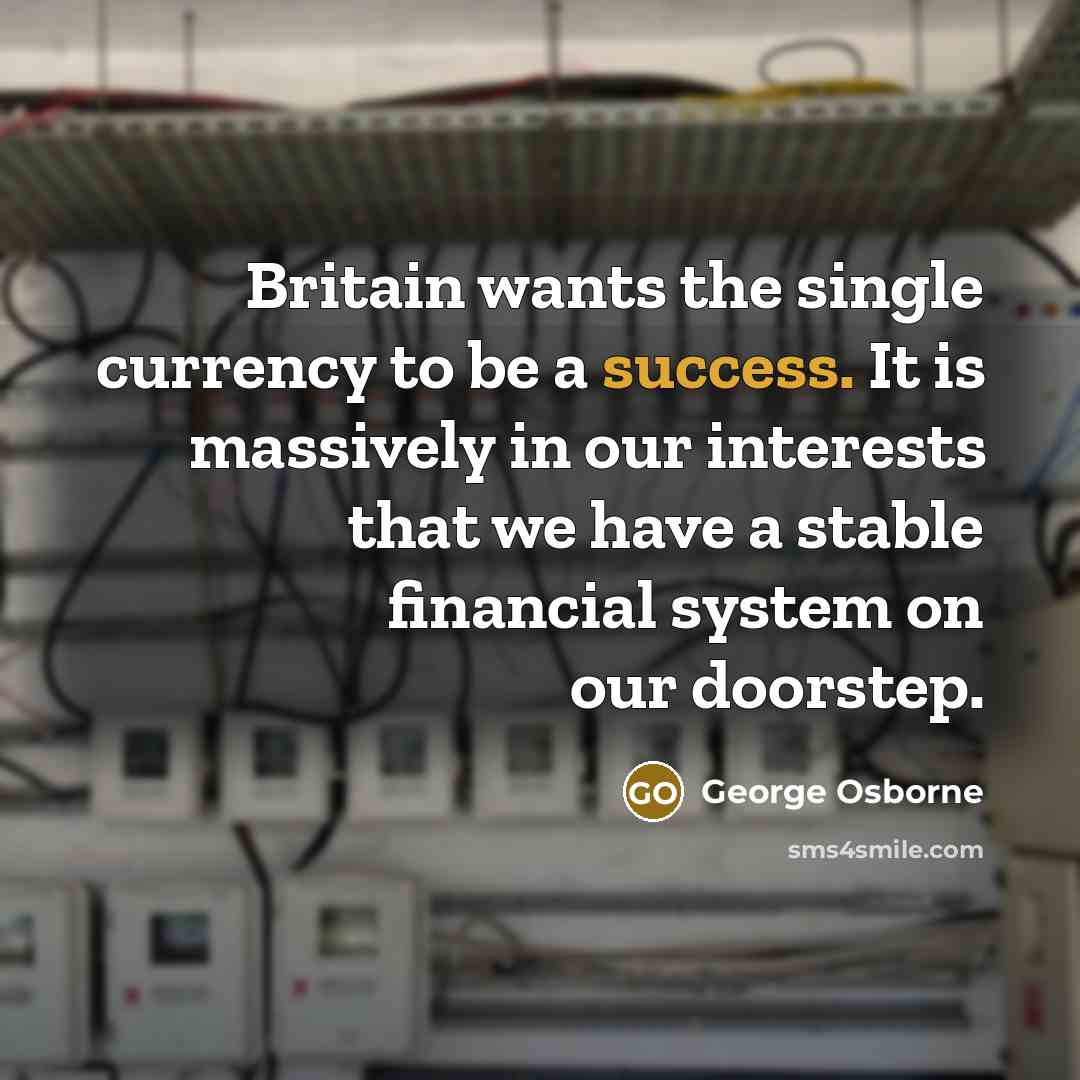 “Britain wants the single currency to be a success. It…” quote by George Osborne